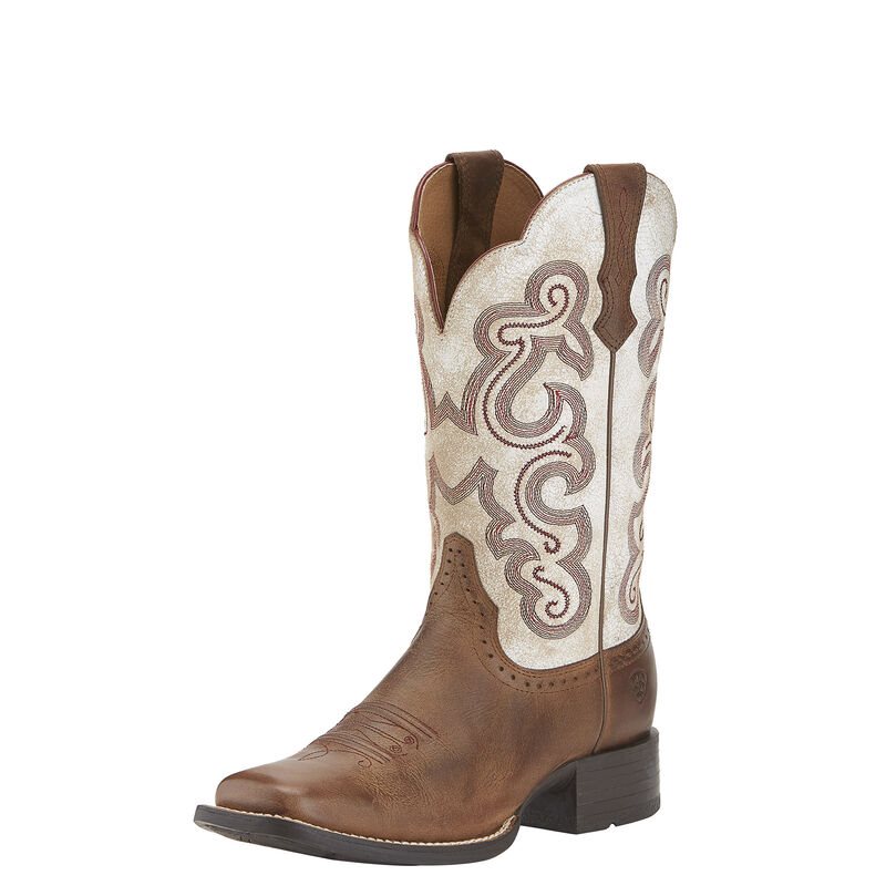 Ariat Quickdraw Kahverengi / Bej Rengi Western Csizma Bayan (32528-418)